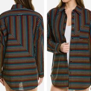 SOLID & STRIPED small blackout rainbow tunic coverup